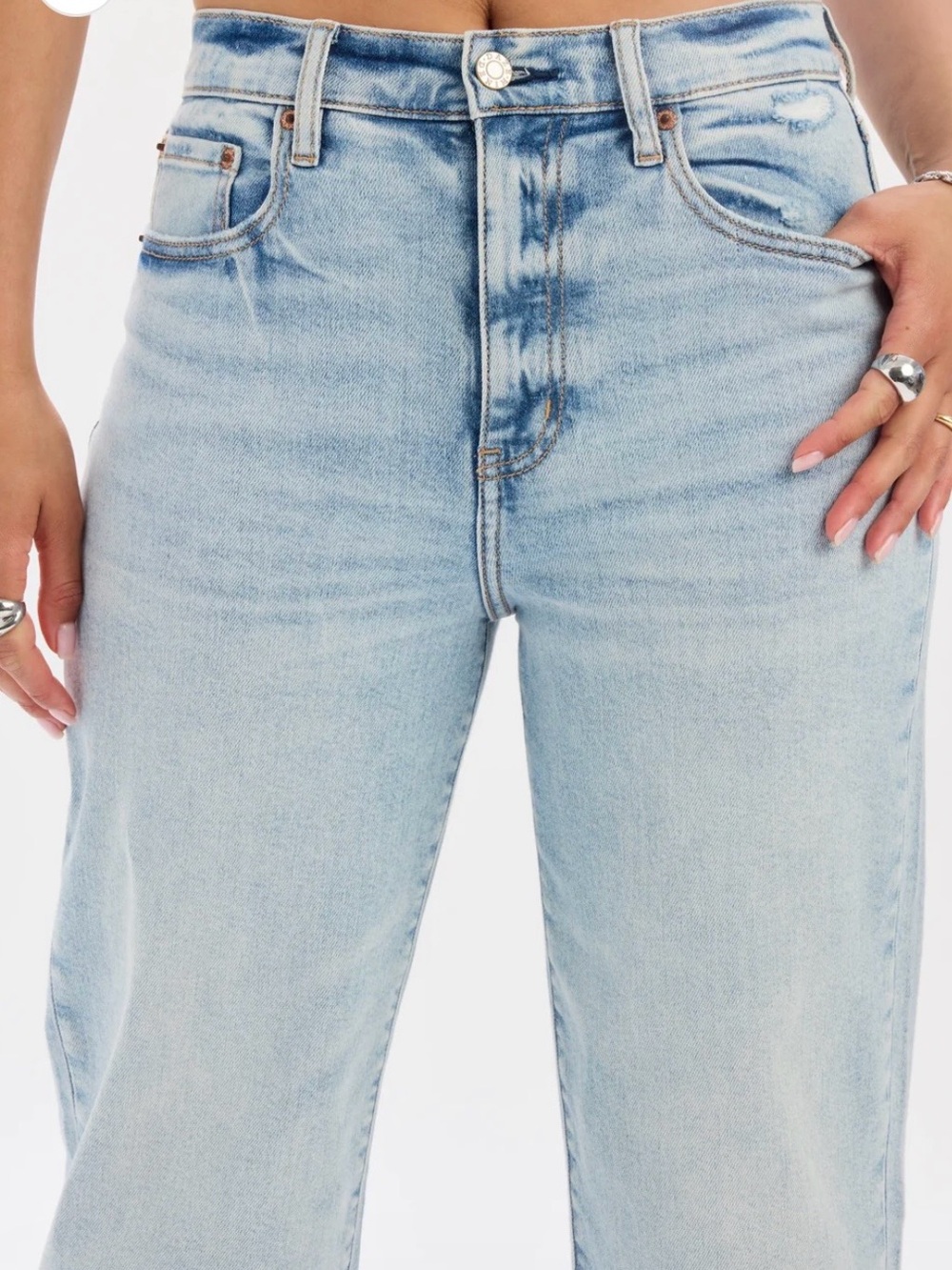 Daze Denim PLEASER HIGH RISE WIDE ANKLE IN MIRACLE will not leave up long! - Picture 6 of 6